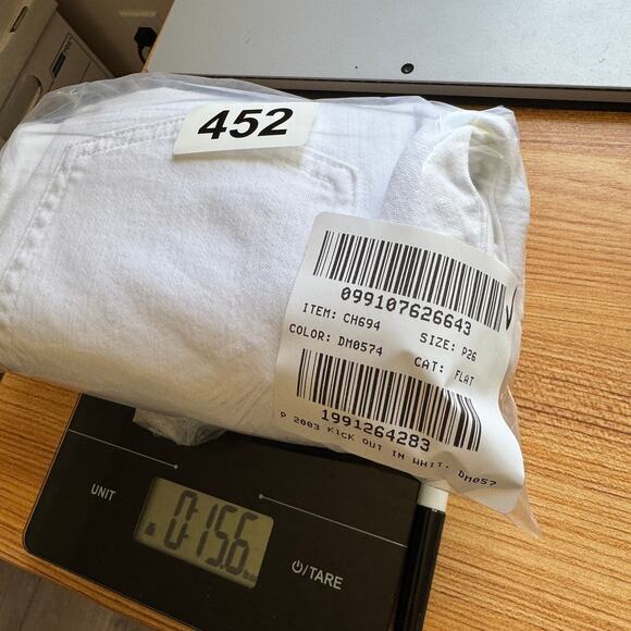 J.Crew 2003 Petite Mid-Rise Kickout Jeans WMNS 26P White Denim Stretchy Zip Fly - Picture 7 of 7